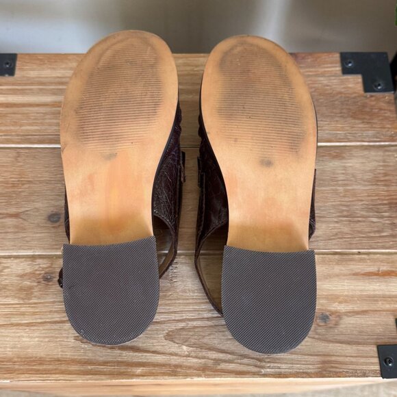 Steve Madden Reeves Brown Genuine Leather Gold Hardware Sling Back Loafer Size 8 - Picture 14 of 14